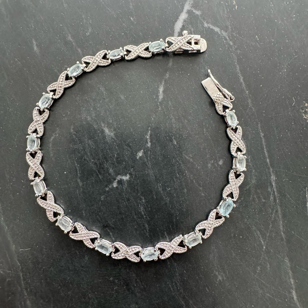 Aquamarine Link Bracelet in Sterling Silver